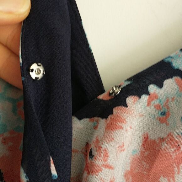 Love Tree Mini Dress S Blue Floral Faux Wrap Elastic Waist Lined CottagecoreBoho - Picture 4 of 10